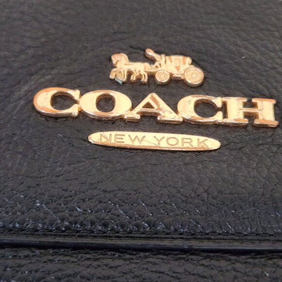 Coach Mini Emma Black Leather Shoulder Bag Handbag Purse - Picture 15 of 17